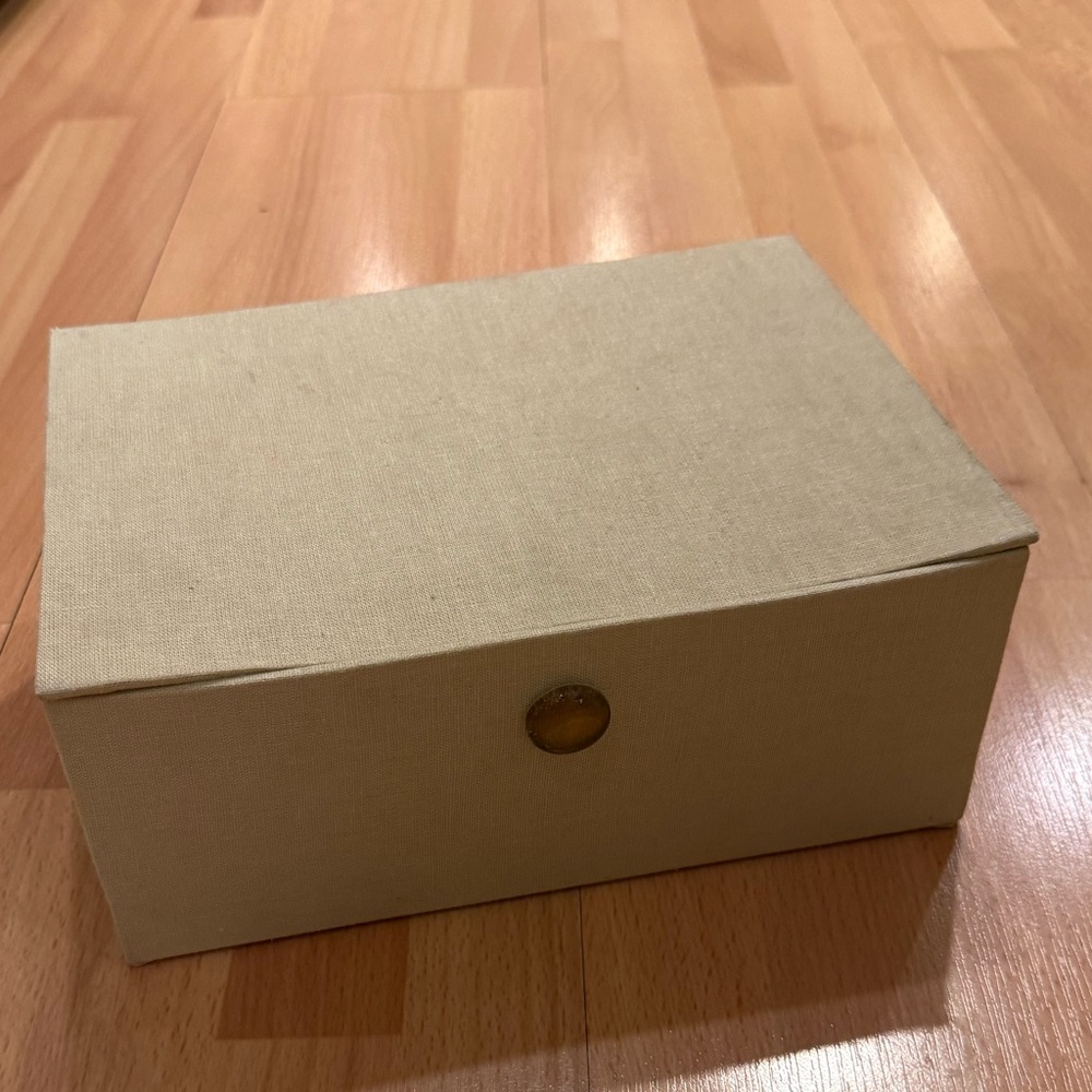Beige green Fabric Storage Box with Button Closure